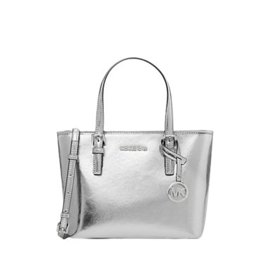 CARTERA DOBLE ASA MICHAEL KORS XS METALLIC TOP-ZIP TOTE BAG - PLATEADO