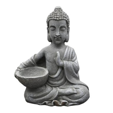 ESTATUA DECORATIVA BUDA SENTADO CON CUENCO - 19 CM