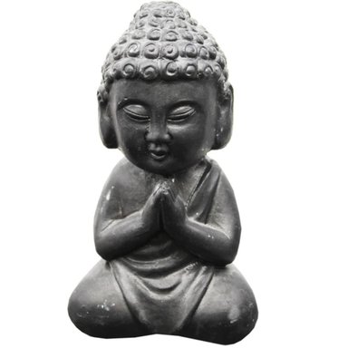 ADORNO MARVELOUS GRIS ESTATUA DECORATIVA BUDA REZANDO 14 CM