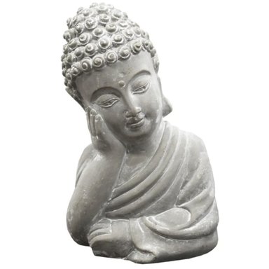 ADORNO MARVELOUS GRIS ESTATUA DECORATIVA BUDA PENSANTE 16.5 CM
