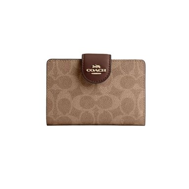 BILLETERA COACH MARRÓN MEDIUM CORNER ZIP CW786 IMXHE