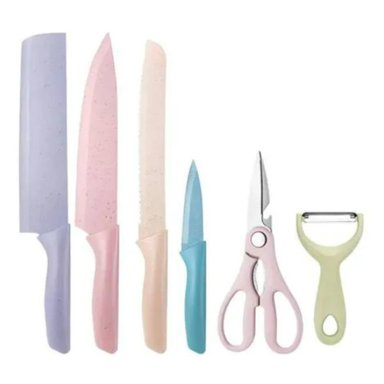 SET DE CUCHILLOS 6 PIEZAS DE ACERO INOXIDABLE - COLORES PASTEL
