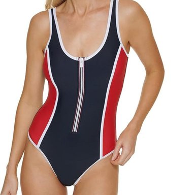 ROPA BAÑO MUJER TOMMY HILFIGER ROJO COLORBLOCK