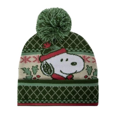GORRO ALGODÓN SNOOPY VERDE BEANIE NAVIDEÑO PEANUTS