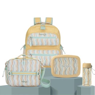 SET BENTGO MOCHILA ESCOLAR, LONCHERA, PORTA LONCHERA Y TOMATODO WHIMSY Y WONDER - WAVY