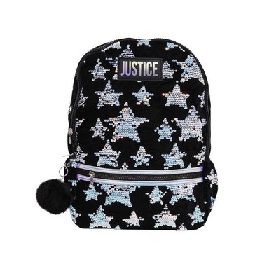 MOCHILA JUSTICE ESCOLAR PORTALAPTOP 17' Y LLAVERO BLACK SEQUIN NEGRO