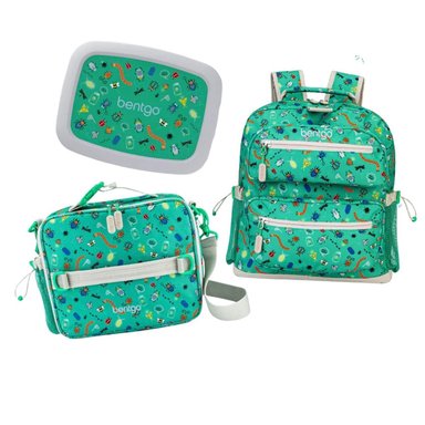 SET BENTGO MOCHILA ESCOLAR, LONCHERA Y PORTA LONCHERA - BUGS