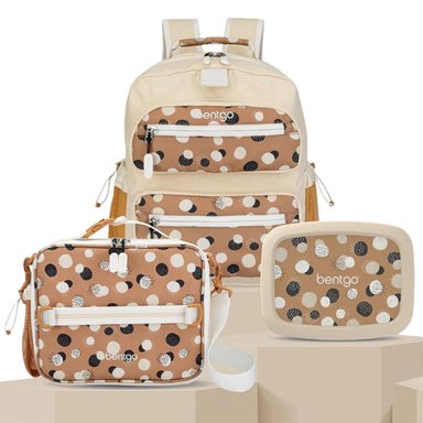 SET BENTGO MOCHILA ESCOLAR, LONCHERA Y PORTA LONCHERA WHIMSY Y WONDER - DOTS