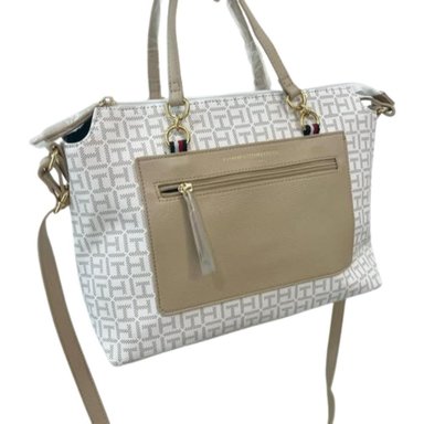 CARTERA TOTE TOMMY HILFIGER MONOGRAM DOBLE ASA - BEIGE - 4