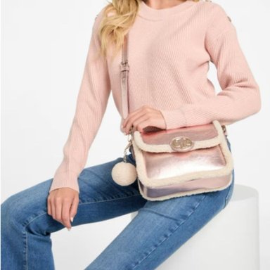 CARTERA CROSSBODY GUESS GINA SHERPA - ROSE GOLD - 4