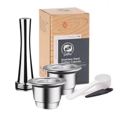 SET CAPSULAS DE CAFÉ REUTILIZABLE PARA NESPRESSO DE ACERO INOXIDABLE