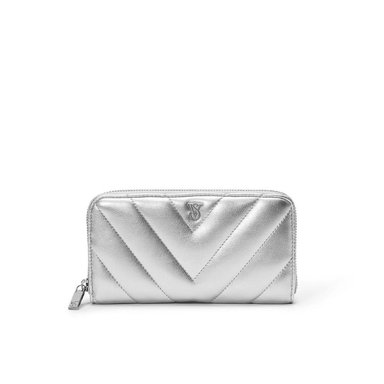 BILLETERA VICTORIA SECRET ZIP AROUND - PLATEADO