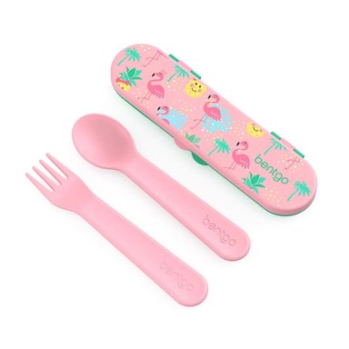 SET CUBIERTOS BENTGO BGKDUTPL-TRO ROSADO KIDS TROPICAL