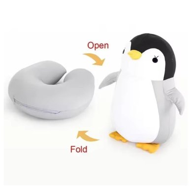 ALMOHADAS DE VIAJE PARA NIÑOS CONVERTIBLE EN PELUCHE DE PINGÜINOS