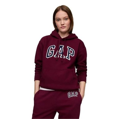 POLERA MUJER GAP CON CAPUCHA LOGO - GUINDA