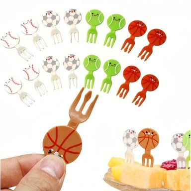 PICKER O MINI TENEDORES EN FORMA DE PELOTAS - 16 UNIDADES