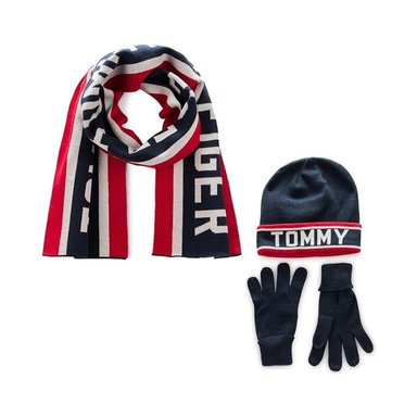 SET GORRO, CHALINA Y GUANTE TOMMY HILFIGER HOMBRE