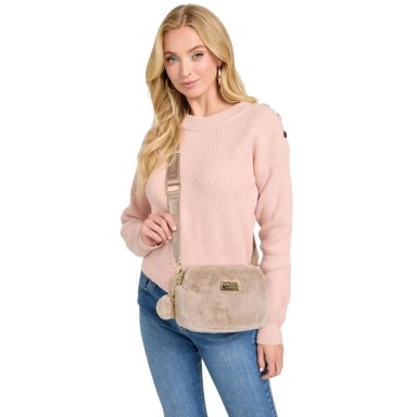 CARTERA CROSSBODY GUESS VANNA FUR - BEIGE - 4