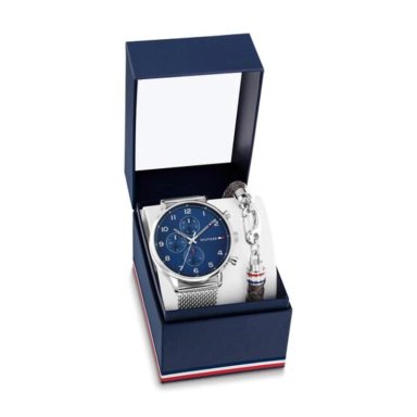 SET RELOJ Y PULSERA TOMMY HILFIGER PLATEADO