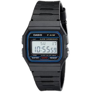 RELOJ CLÁSICO CASIO F91W-1 CORREA DE RESINA DIGITAL NEGRA HOMBRE