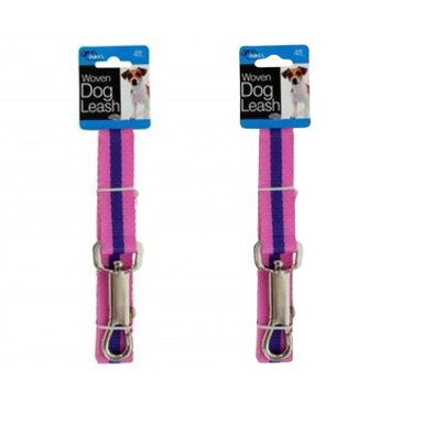 PACKX2 CORREA PARA PERRO DE NYLON TEJIDA ROSADA ROSA CON RAYAS MORADAS