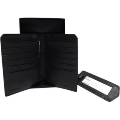 PORTAPASAPORTE CALVIN KLEIN MONOGRAM TEXTURIZADO - NEGRO