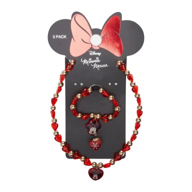 SET DE ACCESORIOS COLLAR PULSERA Y ANILLO MINNIE MOUSE PARA NIÑAS