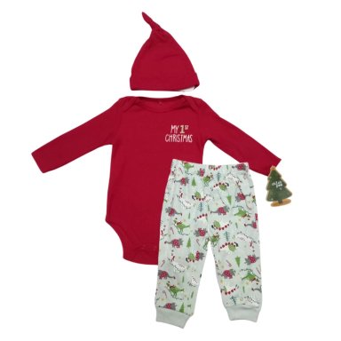 PACKX3 BODYSUIT BUZO Y GORRO MY FIRST CHRISTMAS PARA BEBE - ROJO TAMAÑO 0 3-6MESES