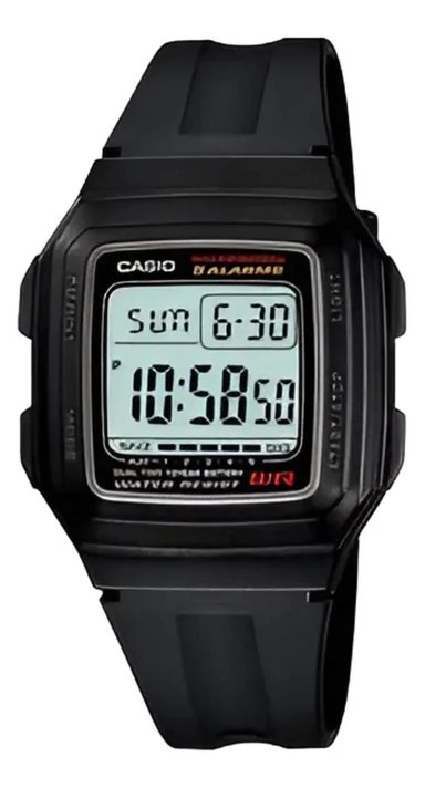 RELOJ DEPORTIVO CASIO CON ALARMA MULTIFUNCIÓN HOMBRE F201WA-1A NEGRO