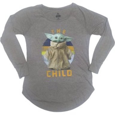 CAMISETA O POLO MANGA LARGA STAR WARS GROGU PARA MUJER - PLOMO - 1