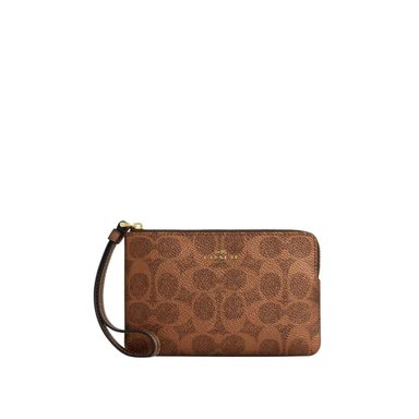 CARTERA DE MANO COACH ZIP AORUND - MARRON METALIZADO