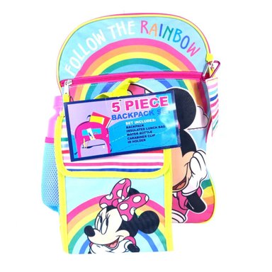 SET MOCHILA Y LONCHERA AISLADA MINNIE MOUSE PARA NIÑAS - 5 PIEZAS TAMAÑO TALLA ÚNICA