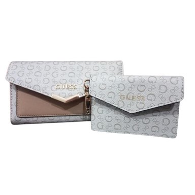 SET BILLETERA Y TARJETERO GUESS LA ROSA SLG - BEIGE TAMAÑO TALLA ÚNICA