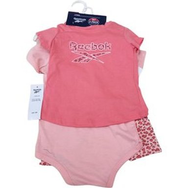 3 PACK BODY BODYSUIT O BEBECRECE CON BUZO REEBOK PARA NIÑA ROSADO TAMAÑO 12 A 18 MESES