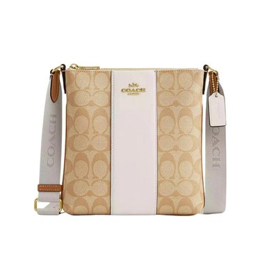 CARTERA CROSSBODY COACH MINI ROWAN STRIPE LIGHT KHAKI TAMAÑO TALLA ÚNICA