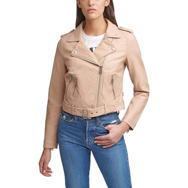CASACA MUJER LEVIS CUERINA CON CINTURON - MELON