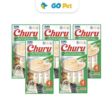 COMIDA HÚMEDA GATOS CHURU SABOR ATÚN Y POLLO SACHET 14 GR X 20 TUBOS PACK X5