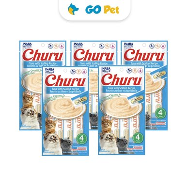 COMIDA HÚMEDA GATOS CHURU SABOR ATÚN Y VIERA SACHET 14 GR X 20 TUBOS PACK X5