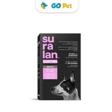 SURALAN QUATRO MEDIUM (10 A 20 KG) X 1 TAB - ANTIPULGAS Y ANTIPARASITARIO PARA PERROS - 1