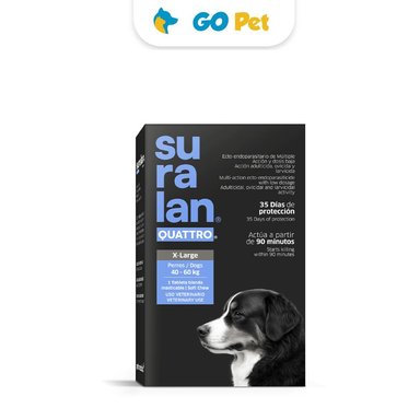 SURALAN QUATRO X-LARGE (40 A 60 KG) X 1 TAB - ANTIPULGAS Y ANTIPARASITARIO PARA PERROS - 1