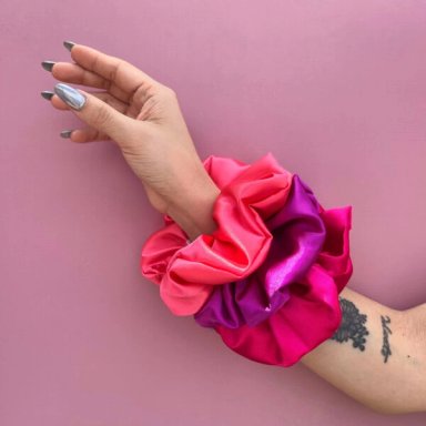 SCRUNCHIES DE SATIN - 03 UNIDADES PINK