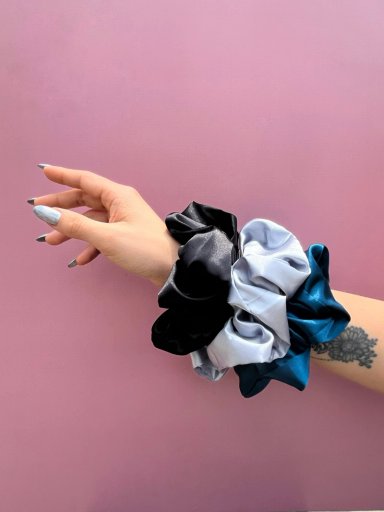 SCRUNCHIES DE SATIN - 03 UNIDADES DISCO