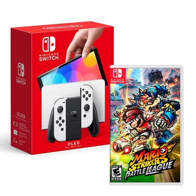 CONSOLA NINTENDO SWITCH OLED BLANCO + MARIO STRIKERS - 1