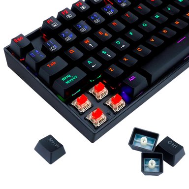 TECLADO REDRAGON GAMER KUMARA RAINBOW SPANISH K552W KR SP BLACK RED SWITCH TKL - 3