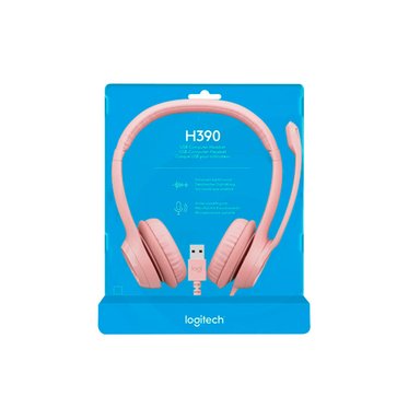 AUDÍFONOS GAMER LOGITECH OVER-EAR H390 C/MICROF USB NOICE CANCELING MIC ROSA - 1