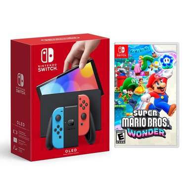 CONSOLA NINTENDO SWITCH MODELO OLED NEON + SUPER MARIO WONDER - 1