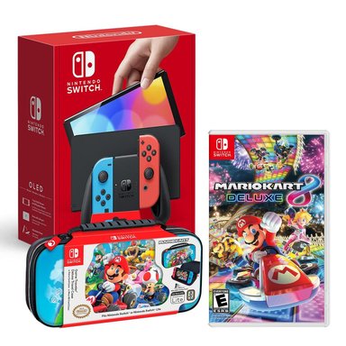 CONSOLA NINTENDO SWITCH MODELO OLED NEON + MARIO KART 8 + ESTUCHE MARIO KART BAG - 1
