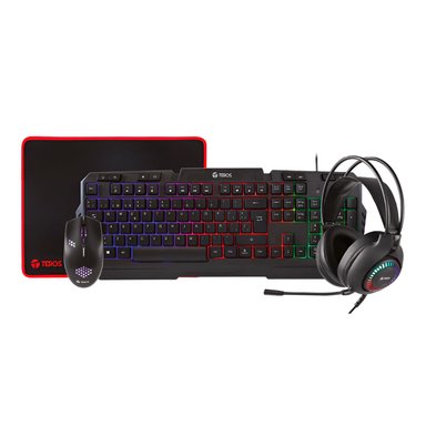 COMBO GAMER TEROS OVER-EAR TE-40639N TECLADO MOUSE AUDIFONO MULTIMEDIA 4 EN 1 - 1