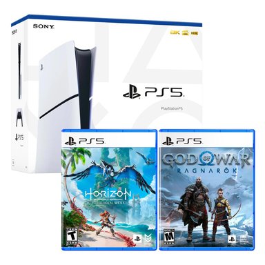 CONSOLA SONY SLIM PS5 PLAYSTATION 5 CON LECTOR DISCOS + HORIZON + GOD OF WAR RAGNAROK - 1