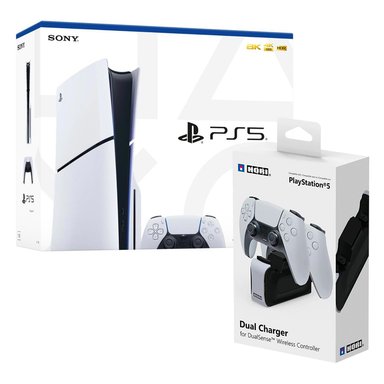 CONSOLA PS5 PLAYSTATION 5 SLIM CON LECTOR DE DISCOS + DUAL CHARGER DUALSENSE WIRELESS - 1